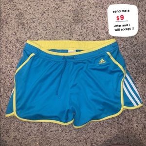 Adidas Blue & yellow womens Athletic shorts